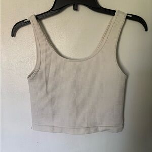 White Fitted Sleeveless Crop Tank Top